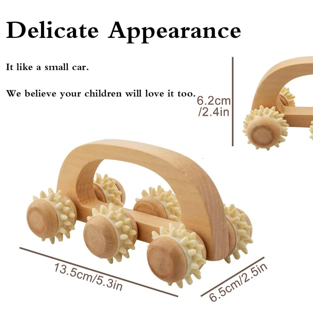 רולר עיסוי ידני מעץ – מרגיע לשחרור שרירים תפוסים
